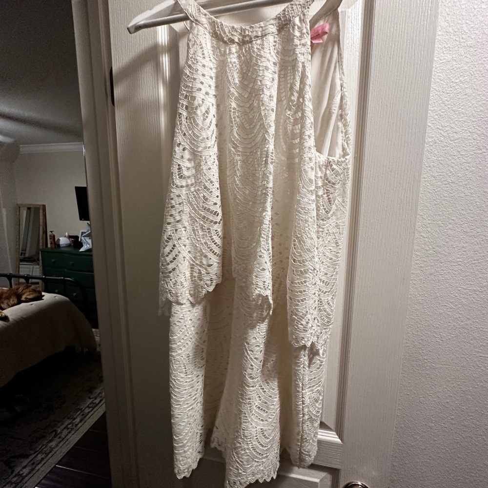 Lace white romper